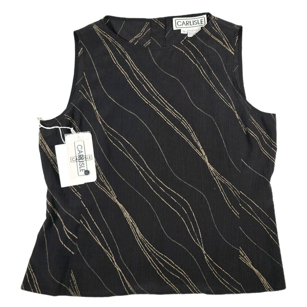 CARLISLE Women's Sleeveless Lightweight Top Button Back 100% Silk Drop Hem Sz 14